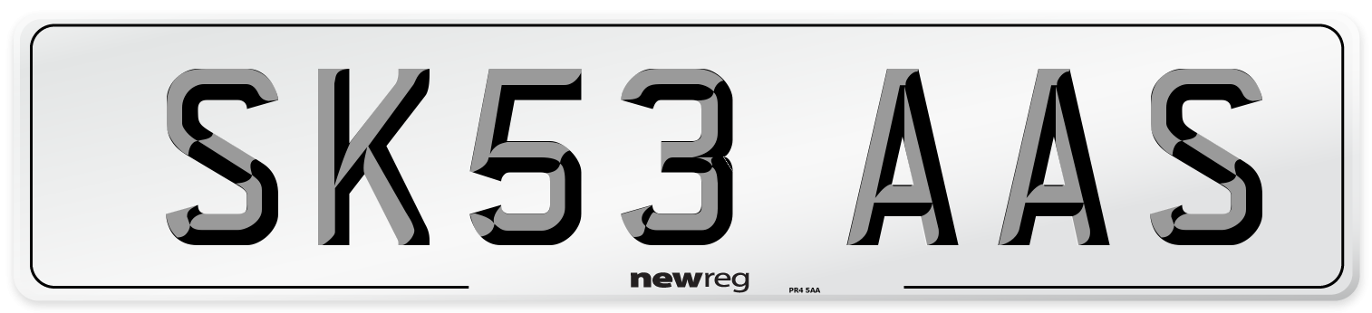 SK53 AAS Number Plate from New Reg